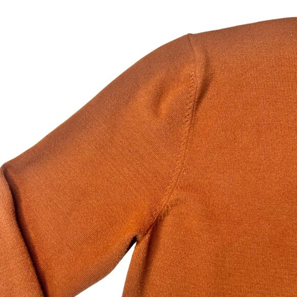 Mens Rust Orange Turtleneck Sweater Ribbed Cuffs & Hem Soft Knit Size M - Picture 4 of 11